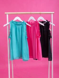 STACCATO Sleeveless Ruffled Neck Top | S - L