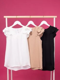 Zenana Woven Airflow Tiered Ruffle Sleeve Top | S - XL