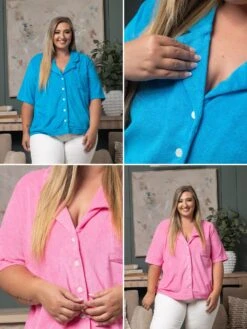 Loop Terry Button Shirt | S-3XL Set W/ Sku52543