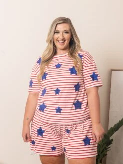 Red, White And Blue Star Top | S - 2XL