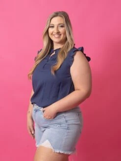 Short Ruffle Sleeve V Neck Babydoll Top | S-L -STACCATO Sale Store 18af8316f4473095ffb089529bbce8f9