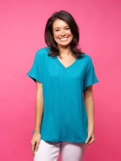 V-Neck Wide Short Sleeve Crinkled Top | S - XL *Final Sale* -STACCATO Sale Store 207369ed5b6ce233dba7eabf27adf5a4