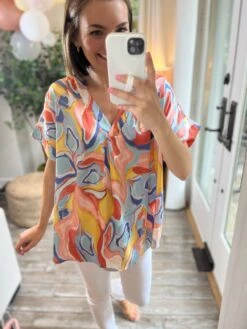 Abstract Print Short Sleeve Top | S-3X