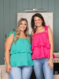 Bow Tie Shoulder Strap Bubble Check Plaid Top | S - 3XL