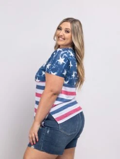 BiBi Star And Stripe Jersey Knit American Flag Top | S - XL -STACCATO Sale Store 3fe18485c02a727076aed1c5846556a6