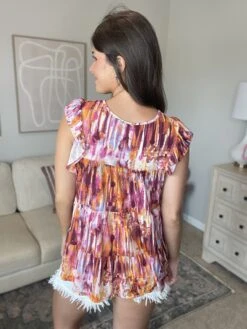 Ruffled Sleeve Multi Colored Top W/ Shirring | S - 3X -STACCATO Sale Store 3nT8dhHXHLlQaWdS1cmJaz5aUUf9aFOLeAzeZOR5