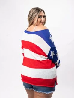 American Flag V-Neck Long Sleeve Knitted Top | S - 3X Americana 11 American Flag V-Neck Long Sleeve Knitted Top | S - 3X Americana -STACCATO Sale Store 4bcdbf3c480d579d6e222b344b67fe68