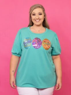 Sequins Easter Egg Patch Short Sleeve Knit Top | S - 3XL -STACCATO Sale Store 4vOpCrSvU0NBQRRQQ6dRs0Llj6OskI2A4YzTpLVa