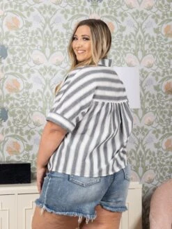 Striped Short Sleeve Top | S - L -STACCATO Sale Store 61a6d27038709e95435928ae0eed3246