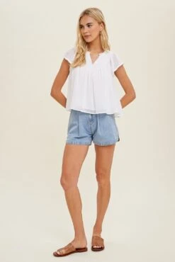 Gauze Blouse With Back Pleated Detail | S - L