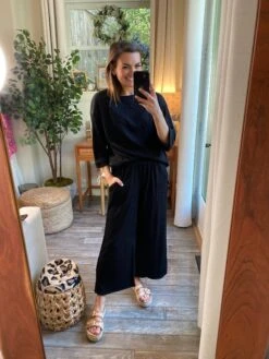 Jacquard 3/4 Sleeve Round Neck Top | S - 3X Set W/ Sku49727