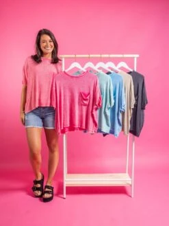 Zenana Washed Ribbed Cuffed Short Sleeve Round Neck Top | S/M-L/XL Essentials