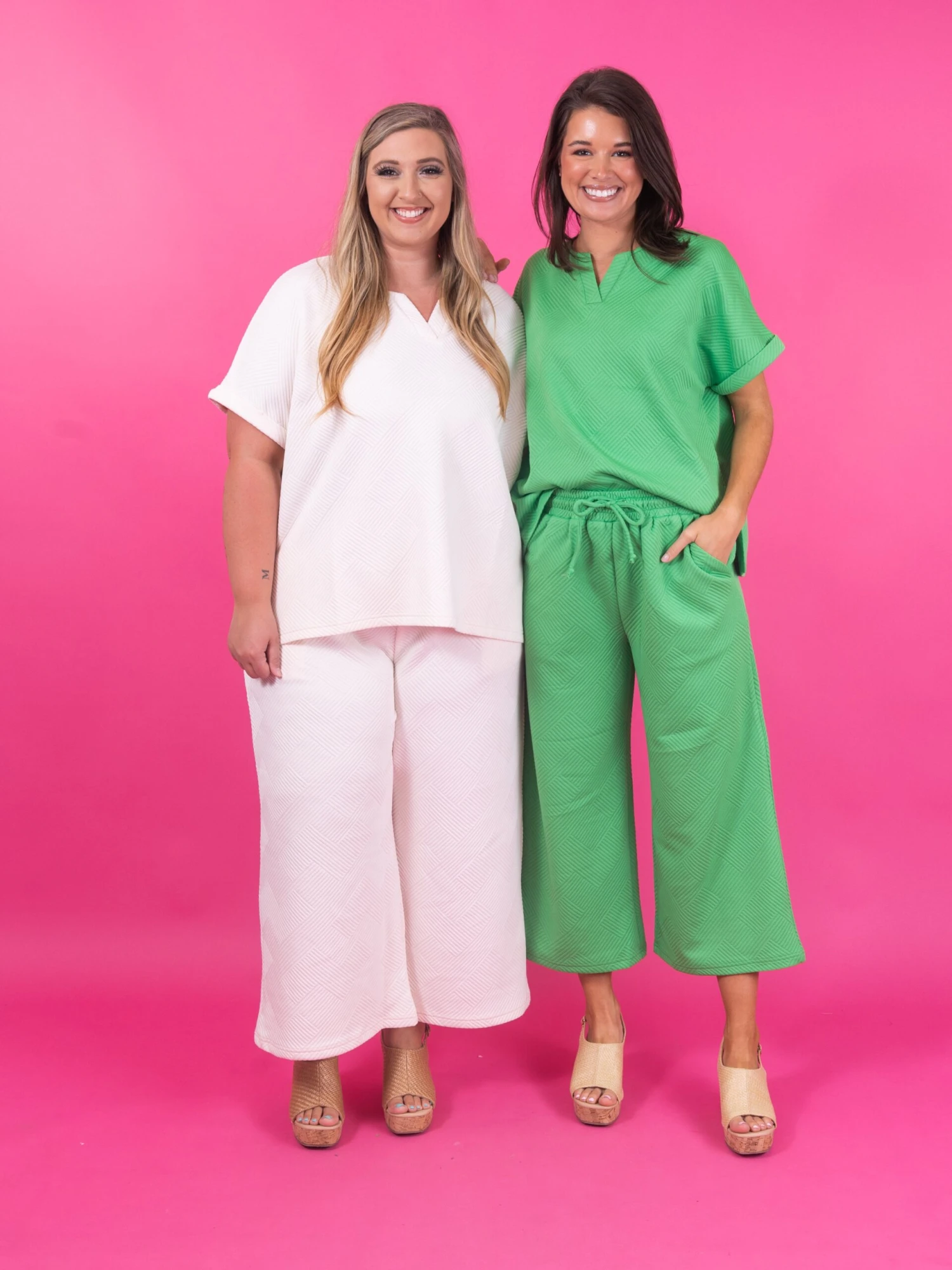 Textured Split Neck Short Sleeve Top | S - 3X Set W/ Sku51308 3 Textured Split Neck Short Sleeve Top | S - 3X Set W/ Sku51308