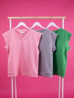 Textured V-Neck Drop Shoulder Sleeveless Top | S - 3X Set W/ Sku51559