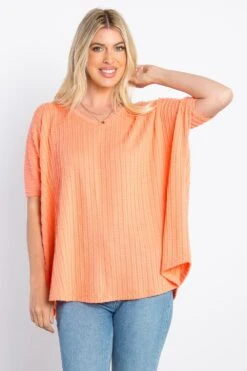 Solid Boxy Short Sleeve Textured Top | S - 3XL