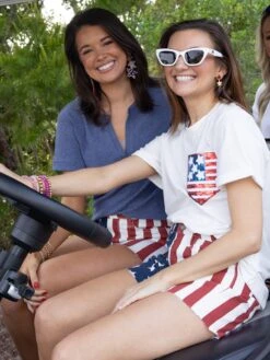 American Flag Sequin Pocket Patch Short Sleeve T-Shirt | S - 2XL