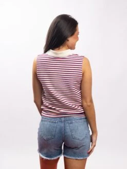 Multi Striped Knit Sleeveless Polo Top | S - XL Americana -STACCATO Sale Store 79ab2cd028b86f514a06d6bd538fe739
