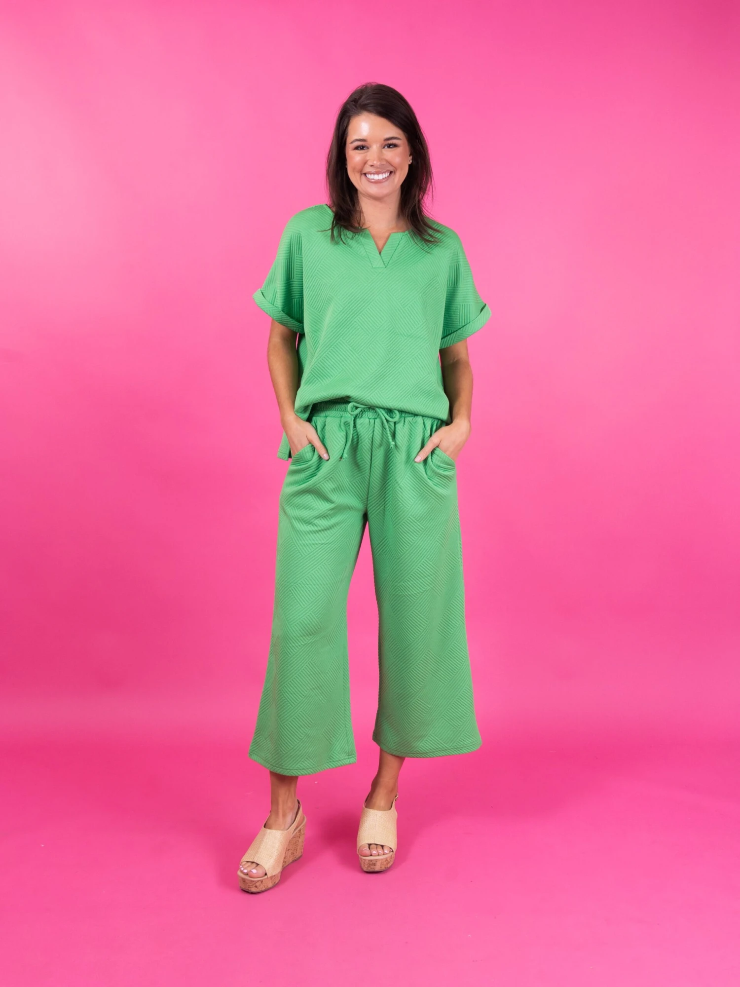 Textured Split Neck Short Sleeve Top | S - 3X Set W/ Sku51308 7 Textured Split Neck Short Sleeve Top | S - 3X Set W/ Sku51308 - Image 5