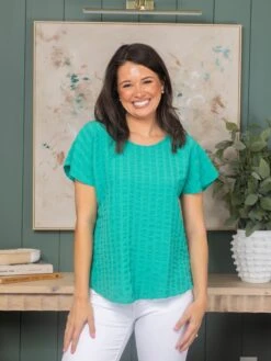 Short Sleeve Bubble Plaid Woven Top | S-L -STACCATO Sale Store 7b65c1c586832a0709cc980193be313d