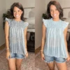 Plaid Smocked Top W/ Ruffle Shoulders | S-L