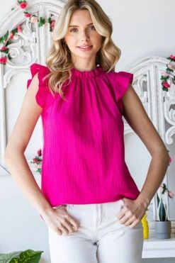 7th Ray Ruffle Mock Neck Blouse | S - 3XL