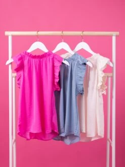 Sleeveless Mock Neck Ruffle Trim Blouse | S - 3XL