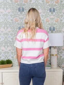 Dropped Short Sleeve Lightweight Knitted Stripe Top | S-XL -STACCATO Sale Store 959fd64392afd11f4f8e8299a454dde3