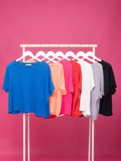 Zenana Drop Shoulder Short Sleeve Jacquard Sweater | S-3X -STACCATO Sale Store 9784ee28ddb85b6d19723f4fee36f2c6