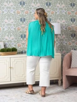 Smocked Mock Neck Sleeveless Pleated Accordion Blouse | S-3XL -STACCATO Sale Store 97eab87bb916cf189a6424d5528b2f33