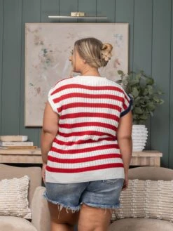 V-Neck Dolman Short Sleeve American Flag Top | S - 3XL Americana -STACCATO Sale Store 9ed16def740cf63f3e2d84ec3dd26bc3