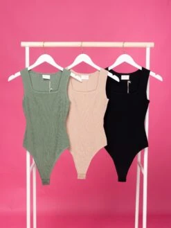 Square Neck Ribbed Tank Bodysuit | S - L *Final Sale*