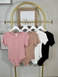 Bamboo Round Neck Short Sleeve Basic Bodysuit | S-L *Final Sale*