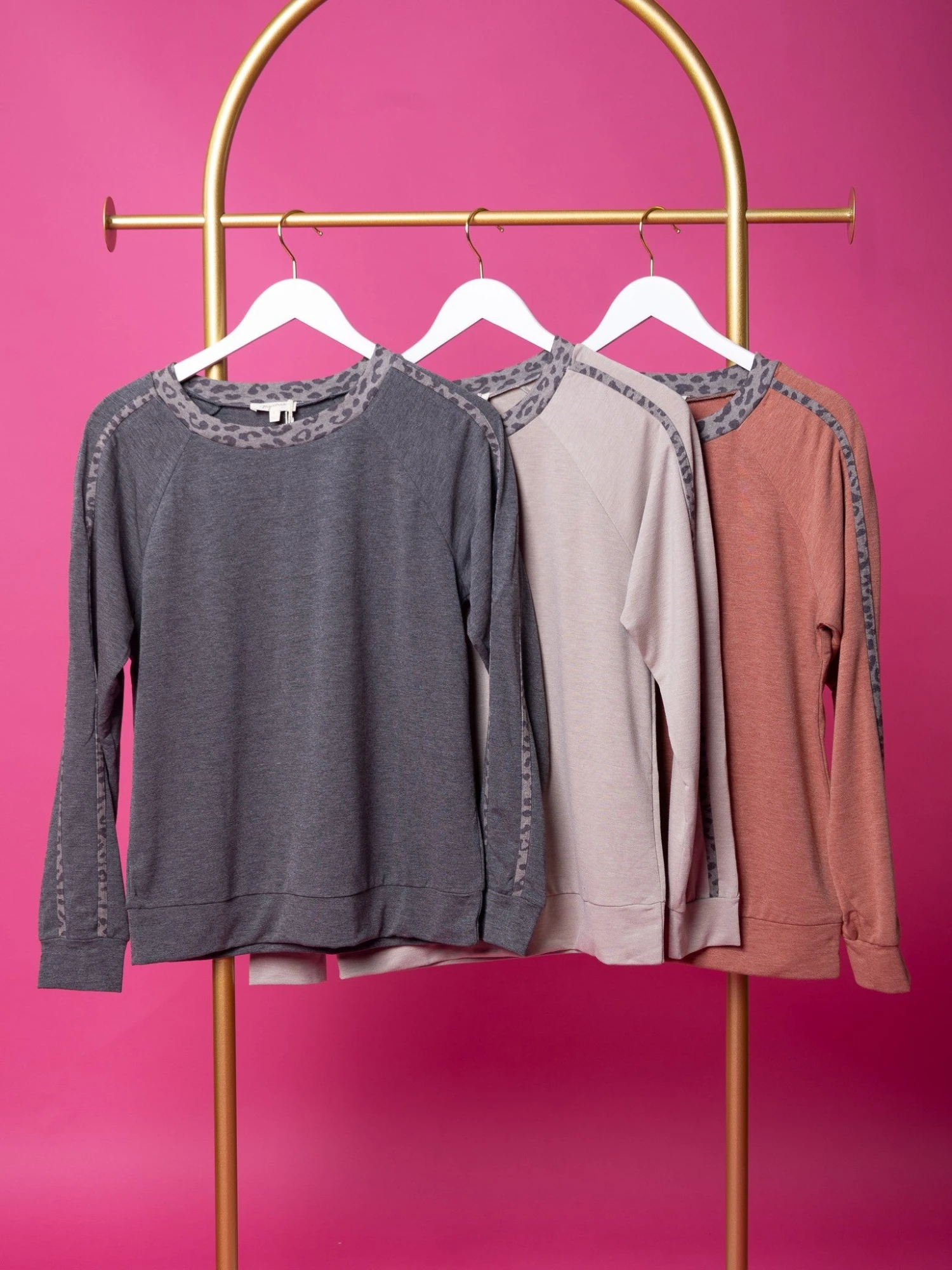 Leopard Trim Round Neck Lounge Pullover | S-L Set W/ Sku48789 4 Leopard Trim Round Neck Lounge Pullover | S-L Set W/ Sku48789 - Image 2