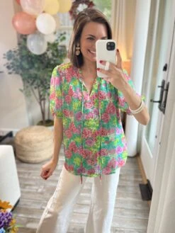 Floral Self Tie Neck Top | S-L-