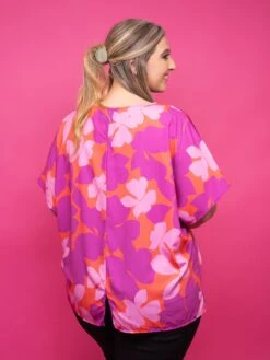 Floral Print Round Neck Drop Shoulder Woven Top | S - 3X -STACCATO Sale Store a55f44f893a2344c40e36923a80f304f