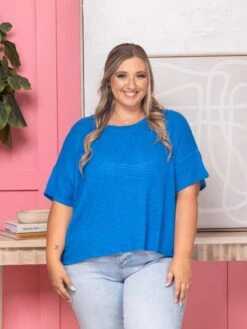 Zenana Drop Shoulder Short Sleeve Jacquard Sweater | S-3X -STACCATO Sale Store a69a62ea90fc5faf839670c54884a76d