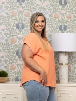 Mock Button Front Short Sleeve Top | S-3X -STACCATO Sale Store ac6fd013335552ab49f9c5d6b937bb2c