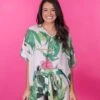 Oversized Hot Pink Leaf Print V Neck Top | S-3X Set W/ Sku49556 -STACCATO Sale Store bI1TBb0AM3bqAxL9b9Cm4kjEzd7WZ3Yb6gYXLr7n
