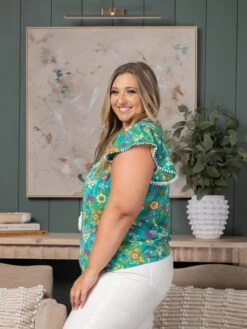 Lace Trim Flutter Sleeve Tropical Floral Blouse | S-XL -STACCATO Sale Store bf7fd1ff03a362d2c1bbe9f5a2054686