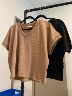 Raised Rib V-Neck Shirt | S-3XL Set W/ Sku54110