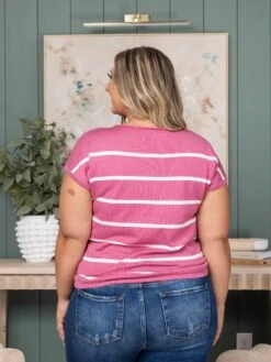 STACCATO Wide Crew Neck Short Sleeve Stripe Pullover Sweater | S-L -STACCATO Sale Store d4de96d846fae46276b582ef766ed11e