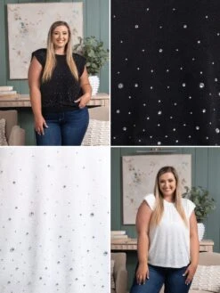 Rhinestone Mock Neck Top | S - 3XL Summer Concerts & Festivals