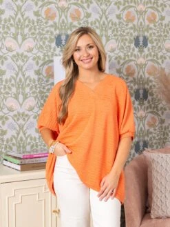 Textured V-Neck Dolman Short Sleeve Top | S-3X Set W/53105 -STACCATO Sale Store e5012cfcbd29af2fc2a1bee3db24ad21