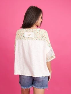 Oli & Hali Washed Print Patchwork Short Sleeve Top | S-XL -STACCATO Sale Store e6fe53849a5668d77fe9840d66d2dfe6