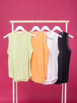 Ribbed And Cotton Mix Sleeveless Contrast Top | S - XL