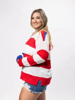 American Flag V-Neck Long Sleeve Knitted Top | S - 3X Americana 10 American Flag V-Neck Long Sleeve Knitted Top | S - 3X Americana -STACCATO Sale Store e95f7896869cb991d2791cde6bfc8694