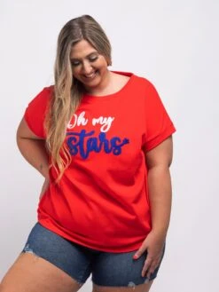 French TerryOh My Stars Letter Top | S - 3XL Americana