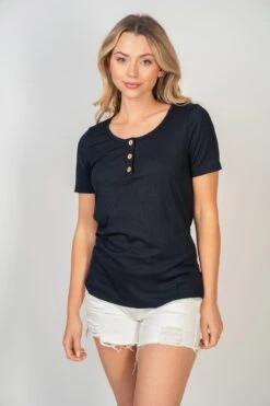 Short Sleeve Solid Knit Top | S - 3X White Birch