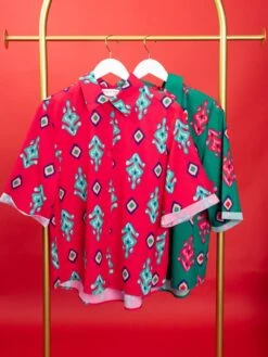 Printed Button Down Short Sleeve Lounge Pajama Shirt | S - 3X