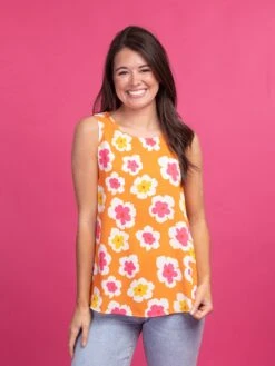 STACCATO Floral Print Round Neck Sleeveless Top | S - L